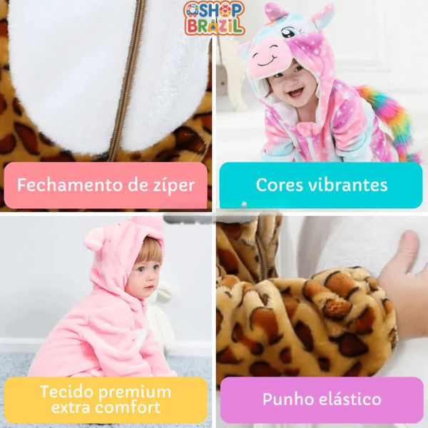 Macacão Baby Bichinhos - Tecido Premium Resistente e Antialérgico